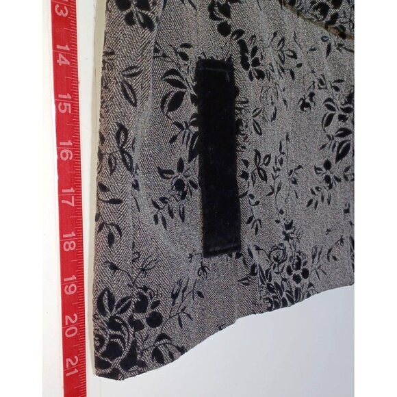 VTG Painted Pony Velvet Burnout Jacket Womens M Black Gray Floral USA Boho - Picture 7 of 8